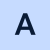 The letter 'A' on a blue background.