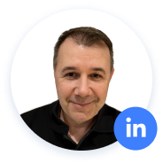 Man's portrait with LinkedIn logo in bottom-right corner.