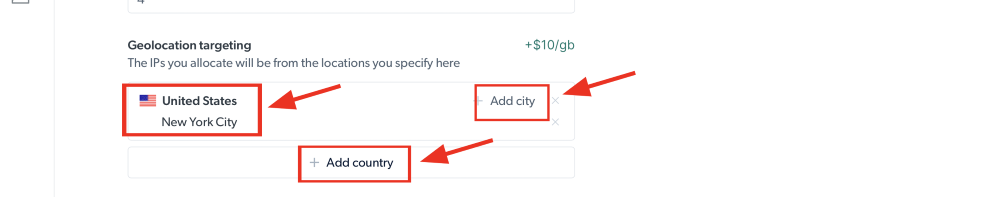 Geolocation targeting options for United States and New York City.